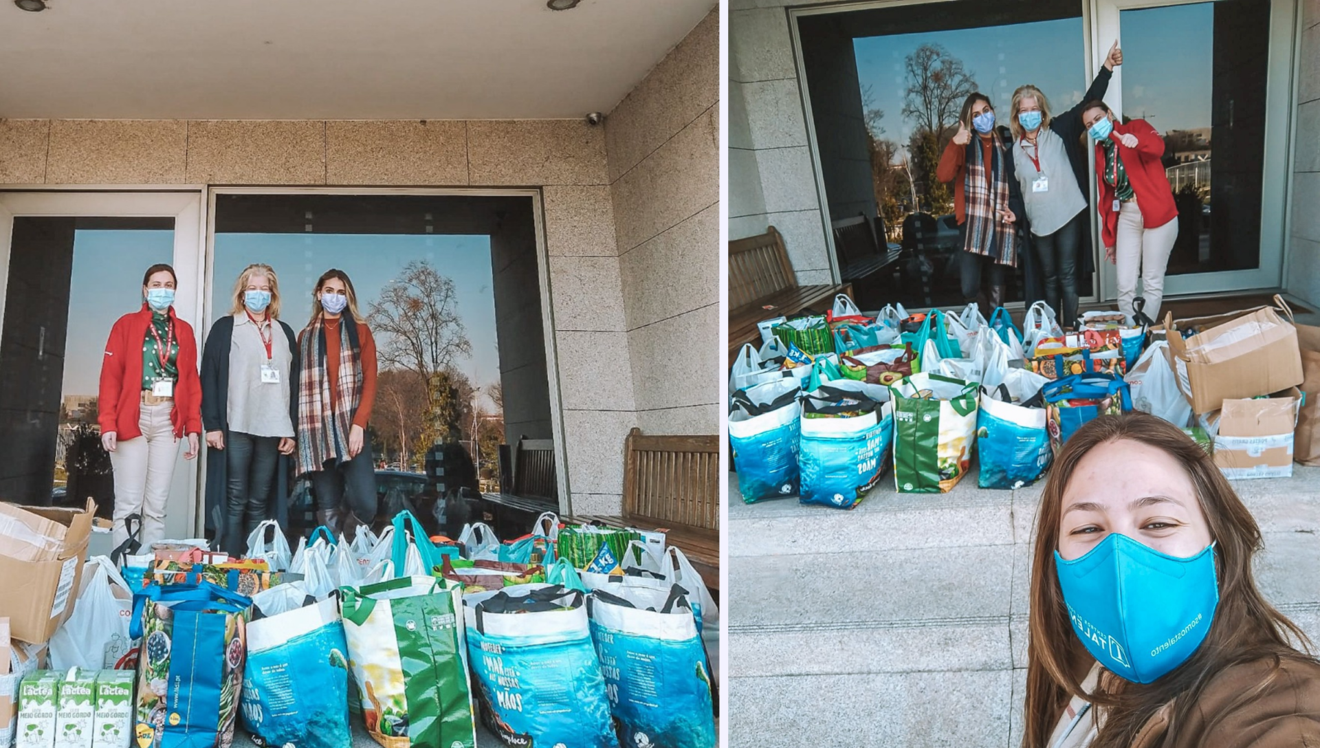 colaboradoras Talento com sacos de doações para a Casa Ronald McDonald do Porto